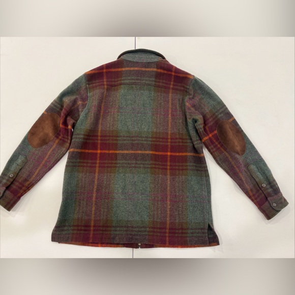 Vintage Lauren Ralph Lauren Petite Tweed Tartan Lamb Wool Leather Elbow Womens M - Picture 12 of 14